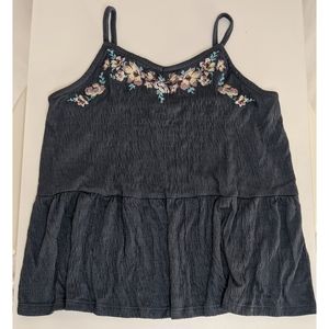ART CLASS Gray Floral Detail Girls Tank
